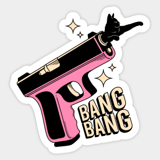 Bang Bang Black Cat in blue Sticker